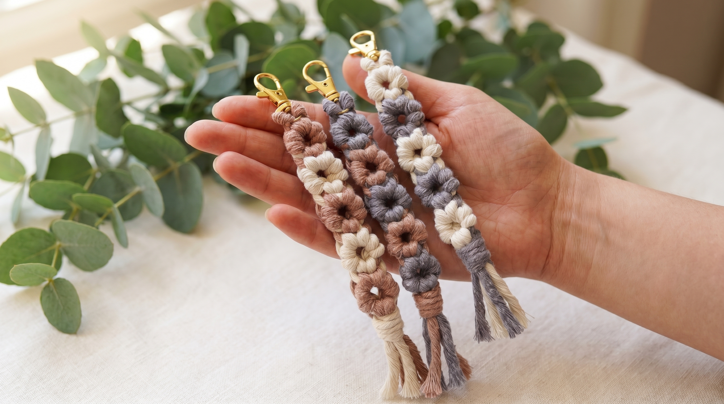 How to Make a Macramé Daisy Keychain in 30 Minutes (Free Pattern +