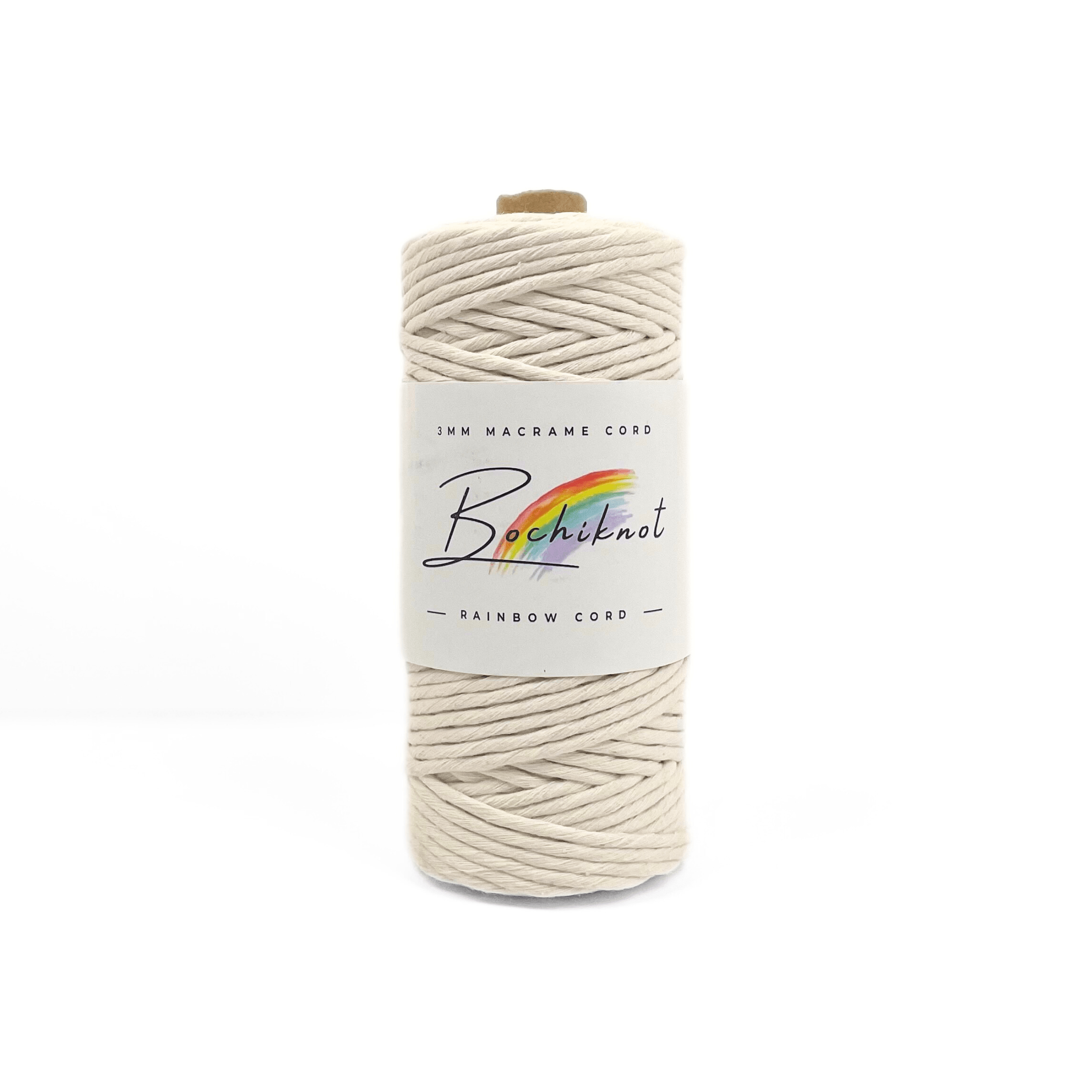 BOCHIKNOT Macrame 9mm Cord x 50yds, Color String Single Strand Twist  Cotton Rope 2mm 3mm 5mm 9mm for Macrame & Knotting
