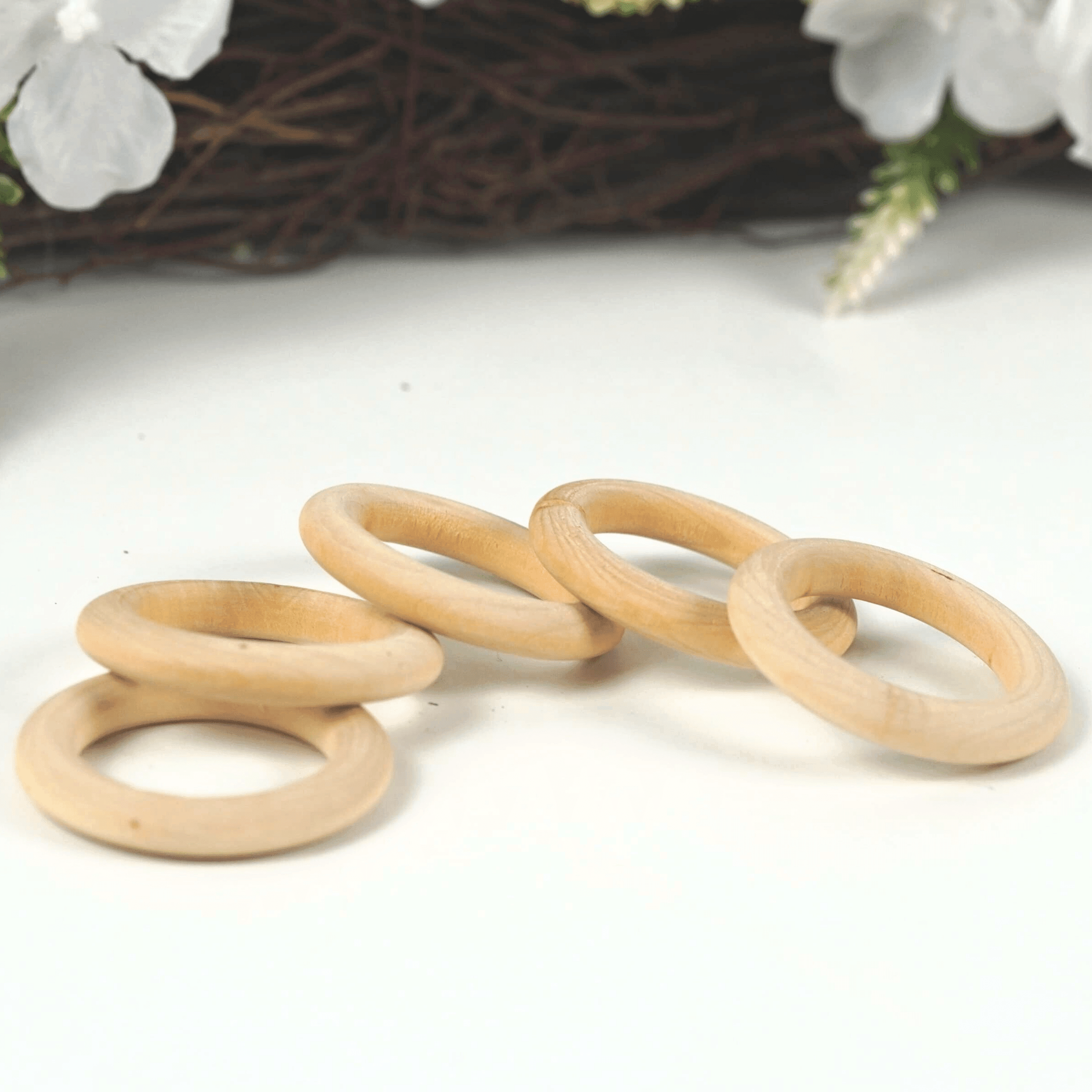Natural Birch Wood Macramé Rings 5cm 2 Pack