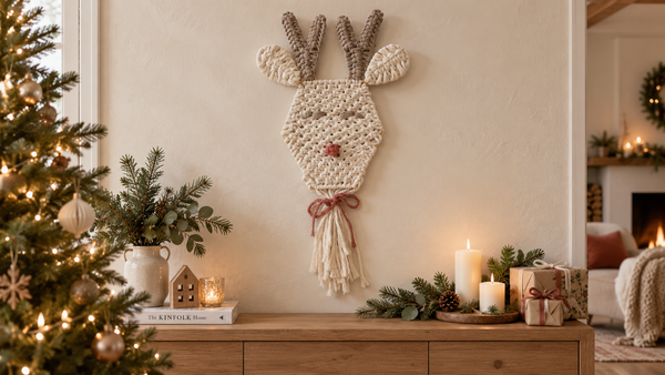 Macrame reindeer wall hanging