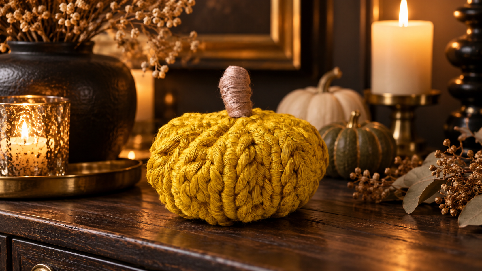 Mini macrame pumpkin