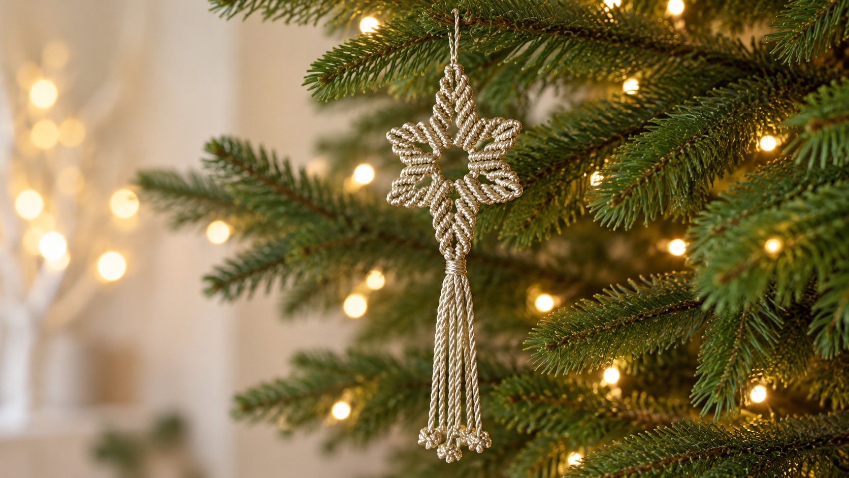 Gold Macrame Star Ornament: Free Photo Tutorial | Bochiknot