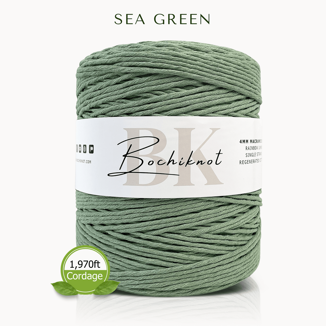 Clearance Single Strand Macrame Cord JUMBO (Sea Green)