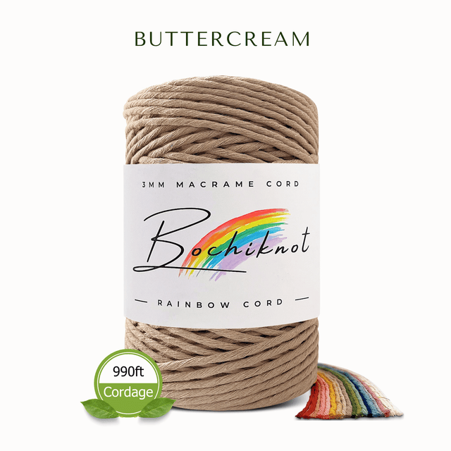 Clearance 3mm Soft-Spun Macrame Cord (300m, Buttercream)