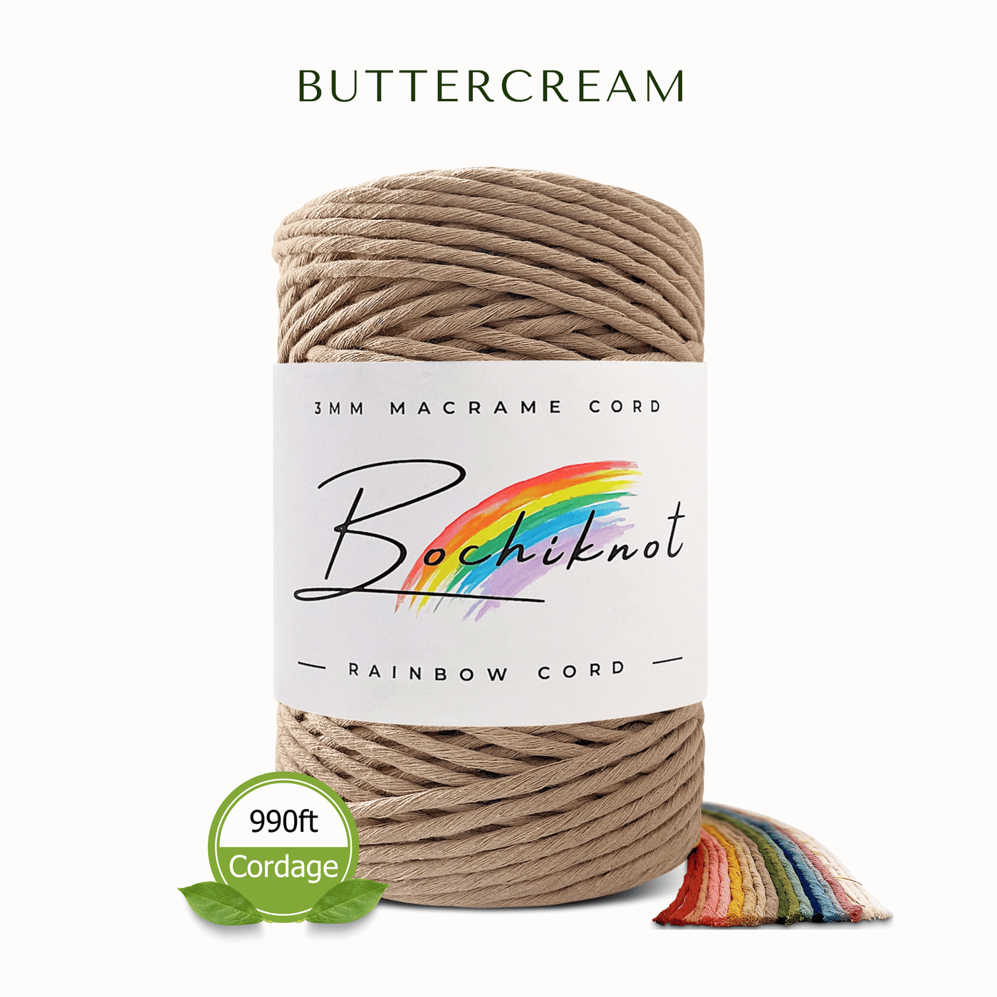 Clearance 3mm Soft-Spun Macrame Cord (300m, Buttercream)