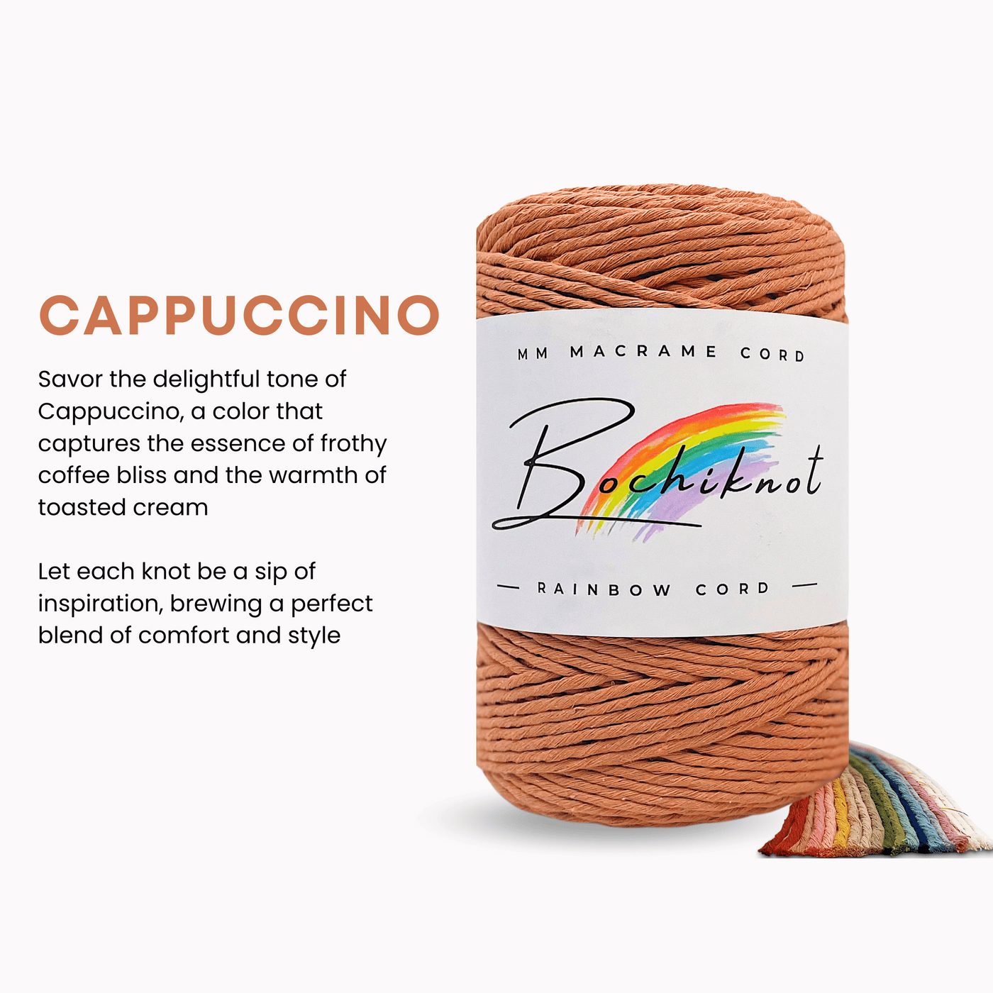 Clearance Recycled 3mm Single Stand Cotton Cord (Cappuccino)