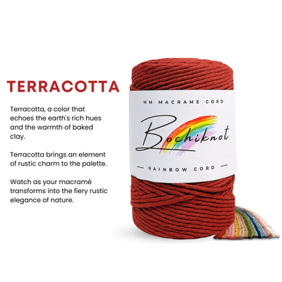 Clearance Recycled 3mm Single Stand Cotton Cord (Terracotta)