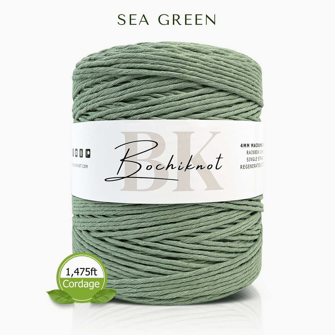 Clearance Single Strand Macrame Cord JUMBO (Sea Green)