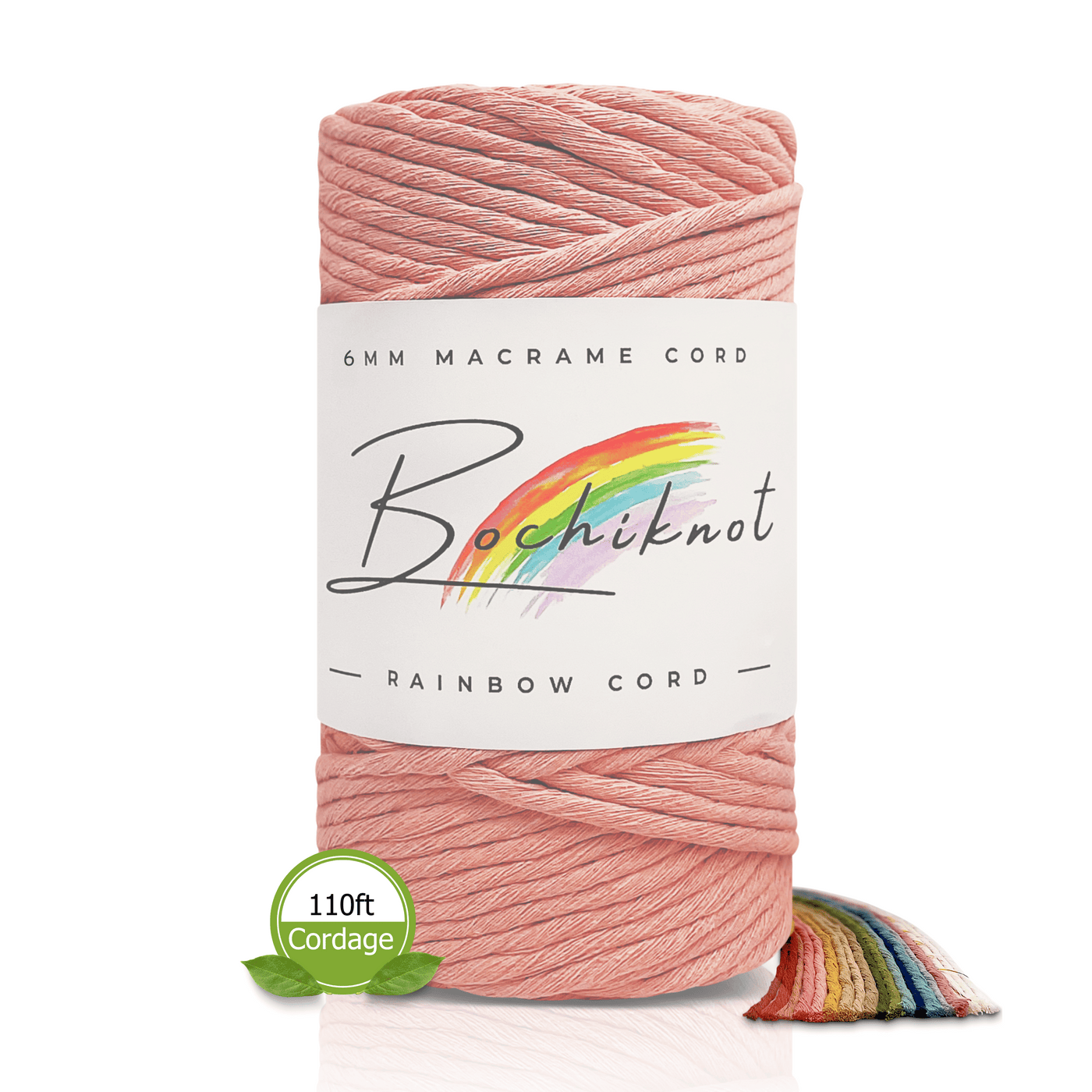 CLEARANCE RAINBOW 6mm Single Strand Twist Recycled Cotton Cord (110yds)