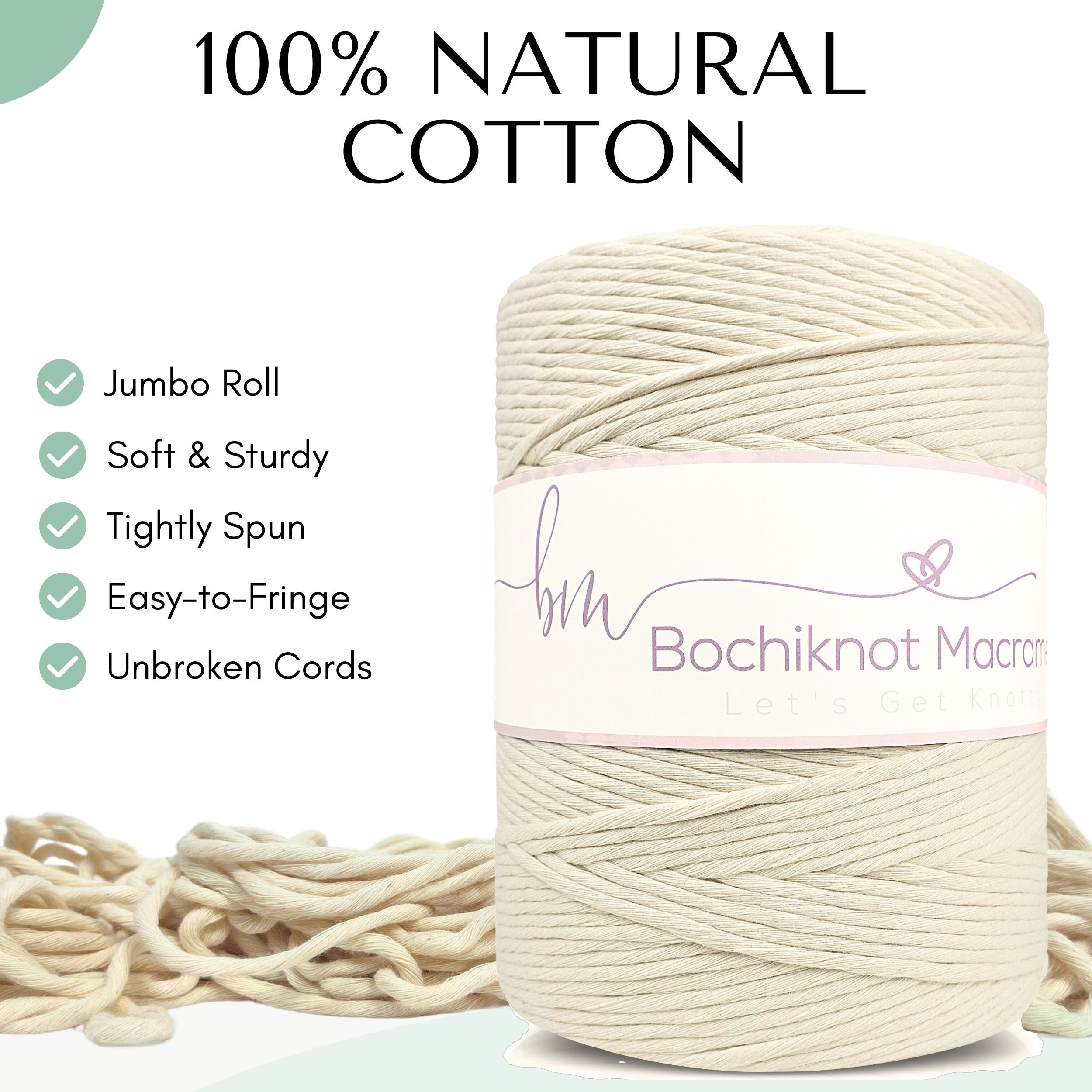 Bochiknot Macrame  Organic Cotton JUMBO Cord Rolls