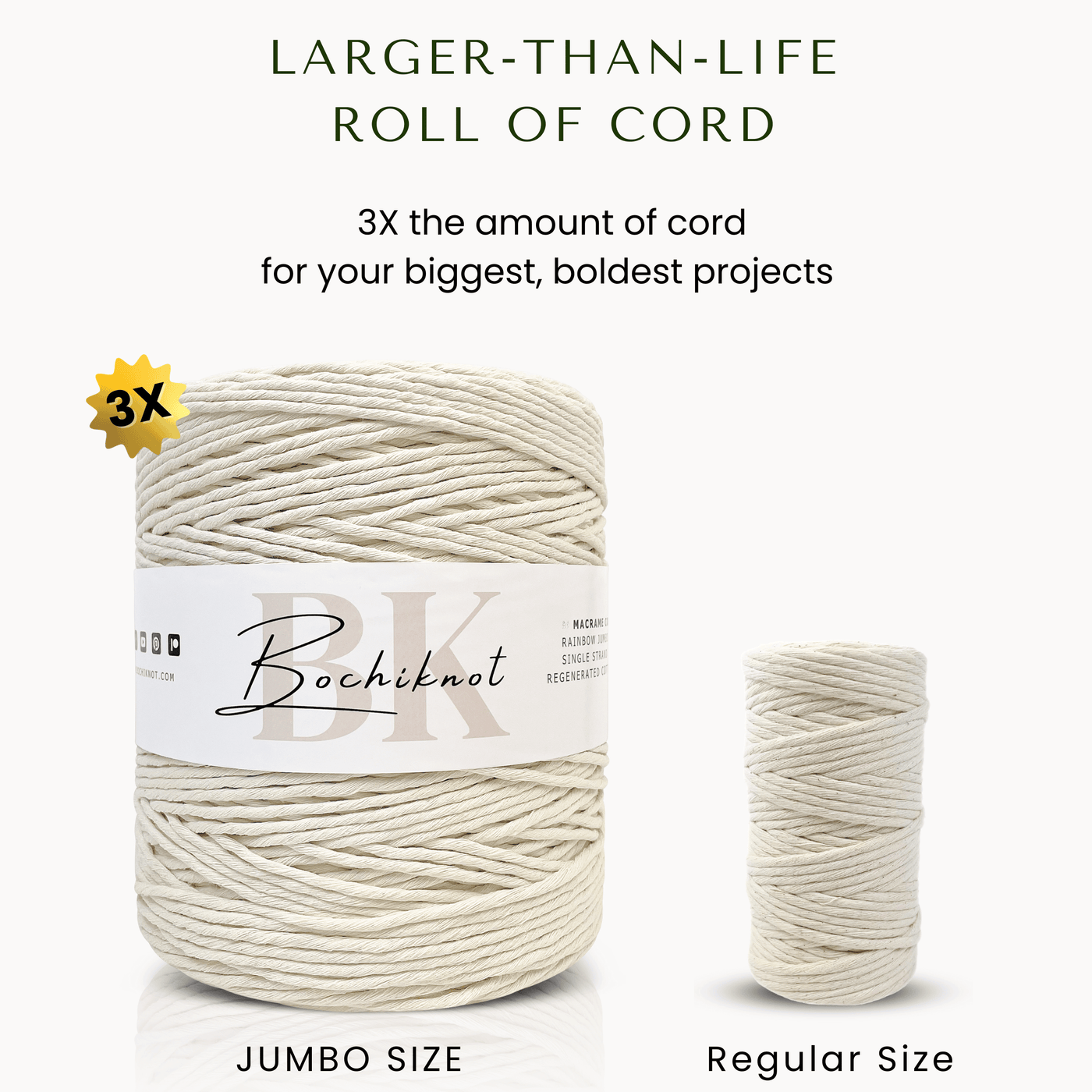 Single Strand Twist Recycled Cotton Cord JUMBO (2kg)