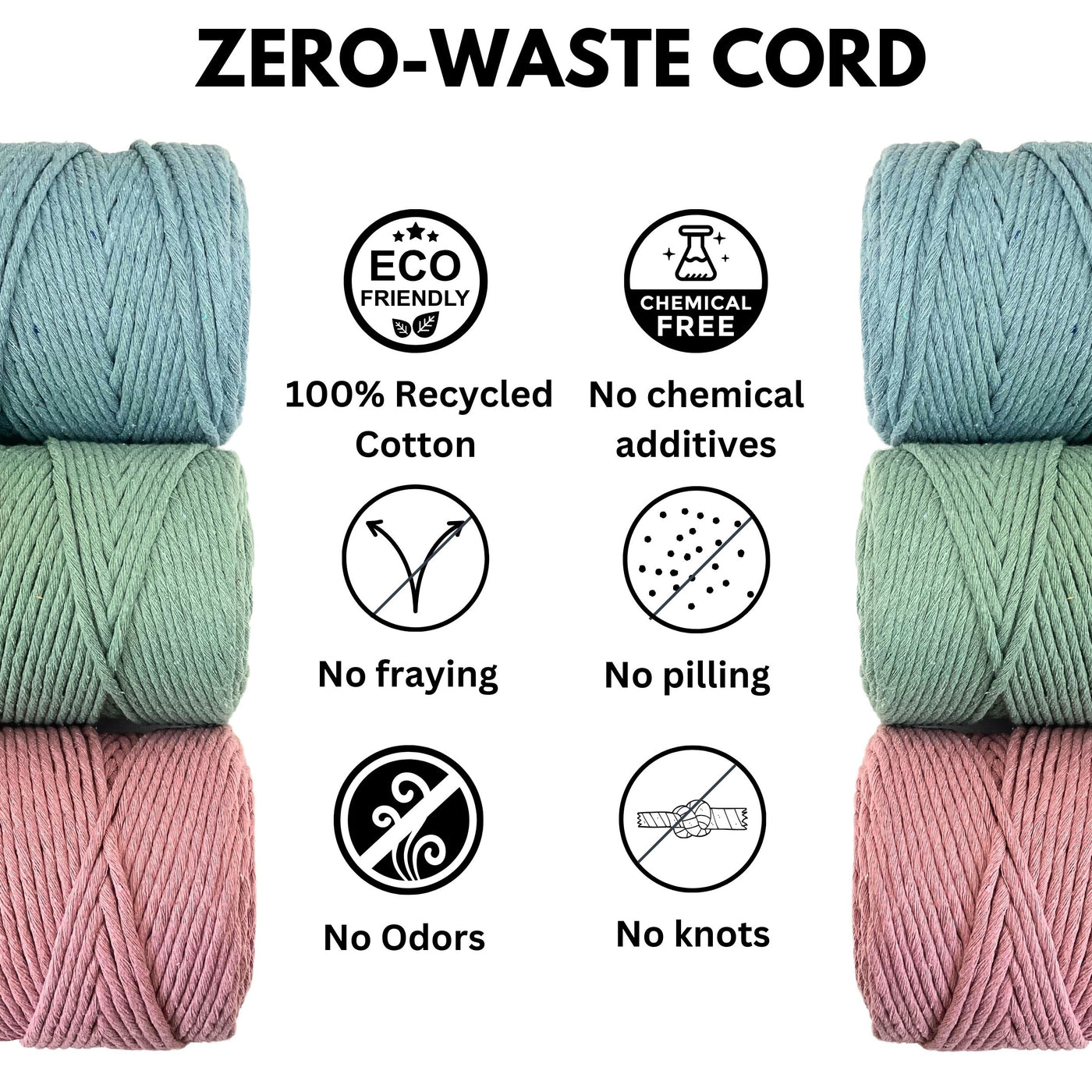 RAINBOW 3mm to 6mm Single Strand Twist Recycled Cotton Cord