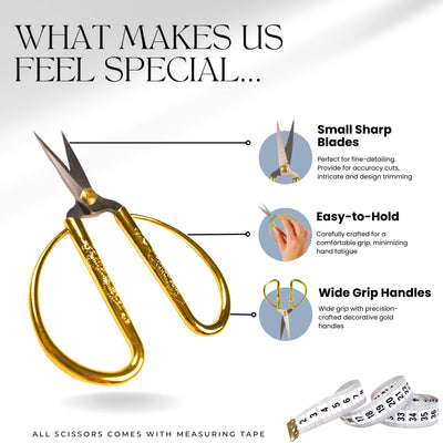 5" Gold Precision Macrame Scissors (Detailing, Trimming, & Shaping)