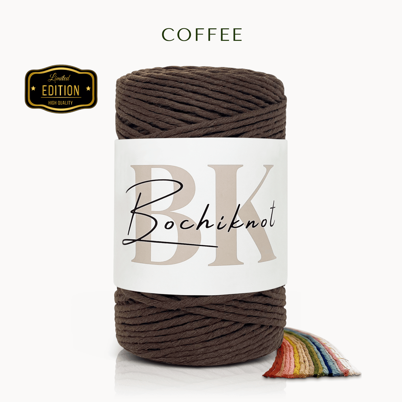 Clearance 3mm Single-Stand Macrame Cord (300m, Coffee)
