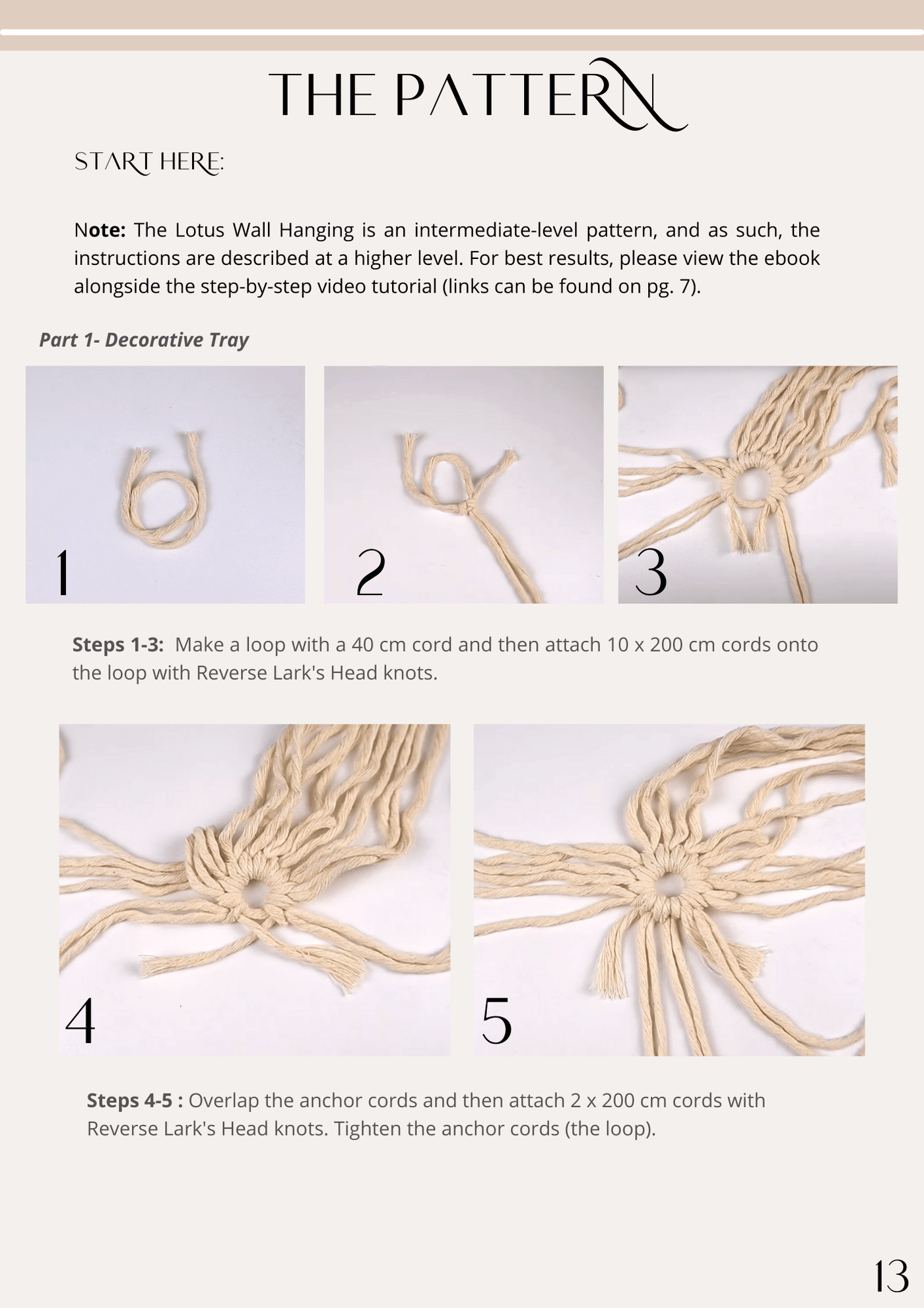Macrame Lotus Wall Hanging Pattern Ebook