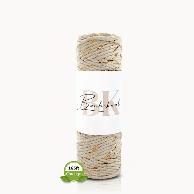 Clearance Mini Macrame Cord (50m, Natural Gold)