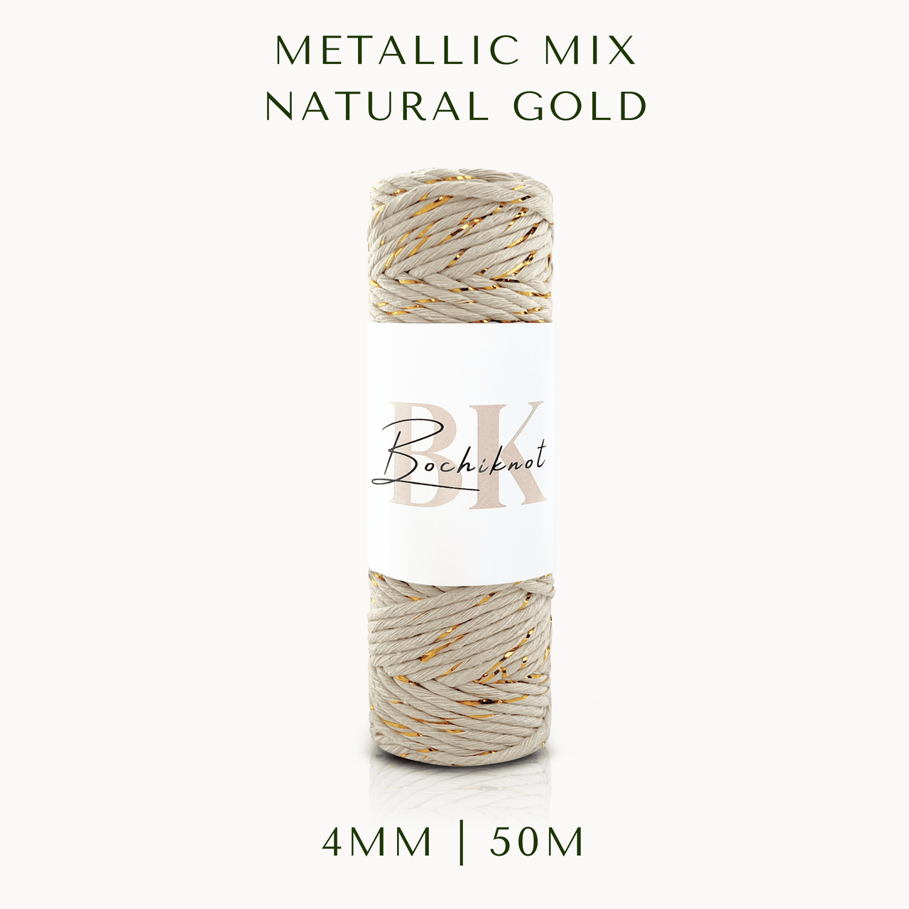 Clearance Mini 4mmMacrame Cord (50m, Natural Gold)