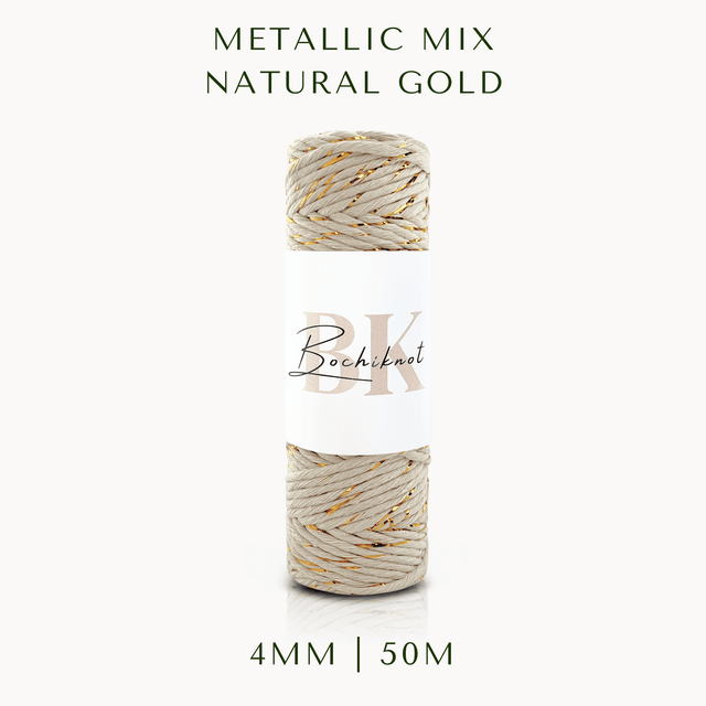 Clearance Mini 4mmMacrame Cord (50m, Natural Gold)