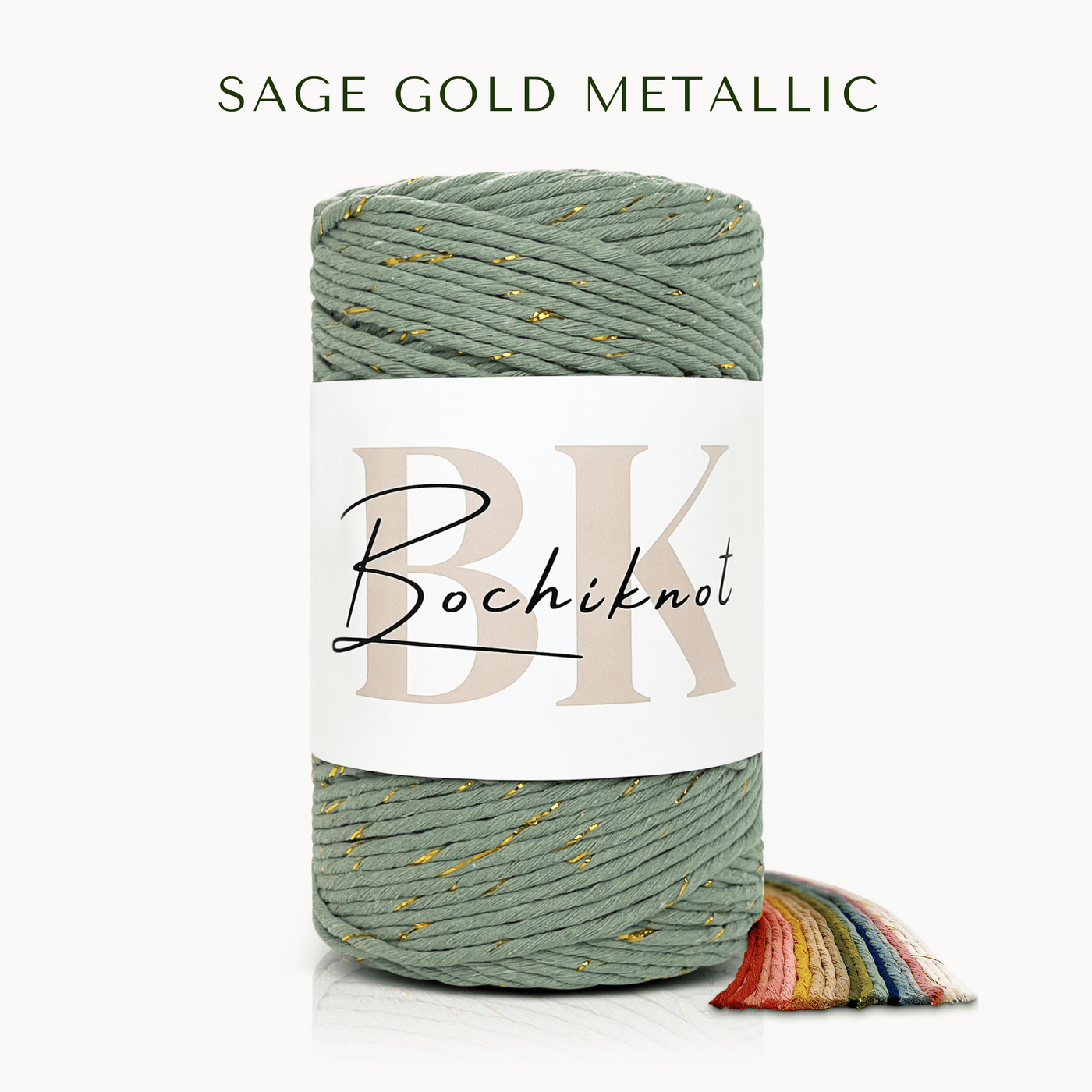 Clearance 5mm Single-Stand Macrame Cord (140m, Sage Gold)