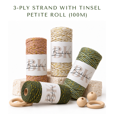 3-Ply Strand Metallic Macrame Cord Petite 100m – Hero – All Colours