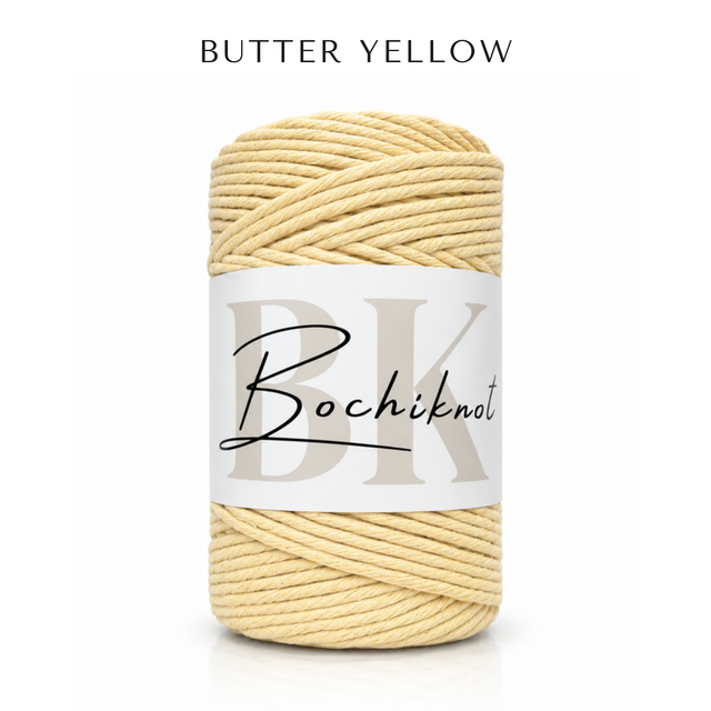 Butter Yellow Single-Strand Cotton Macramé Cord Regular Roll — Bochiknot