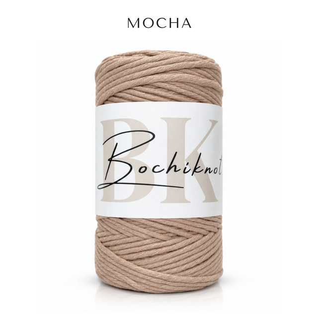 Mocha Single-Strand Cotton Macramé Cord Regular Roll — Bochiknot