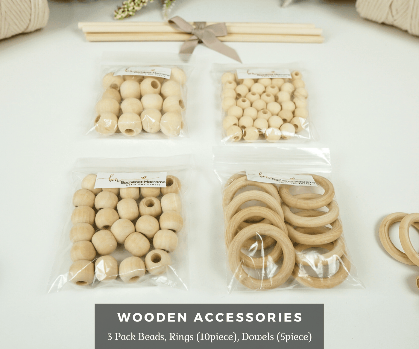 Assorted Wooden Embellishments Accessories Pack - Bochiknot